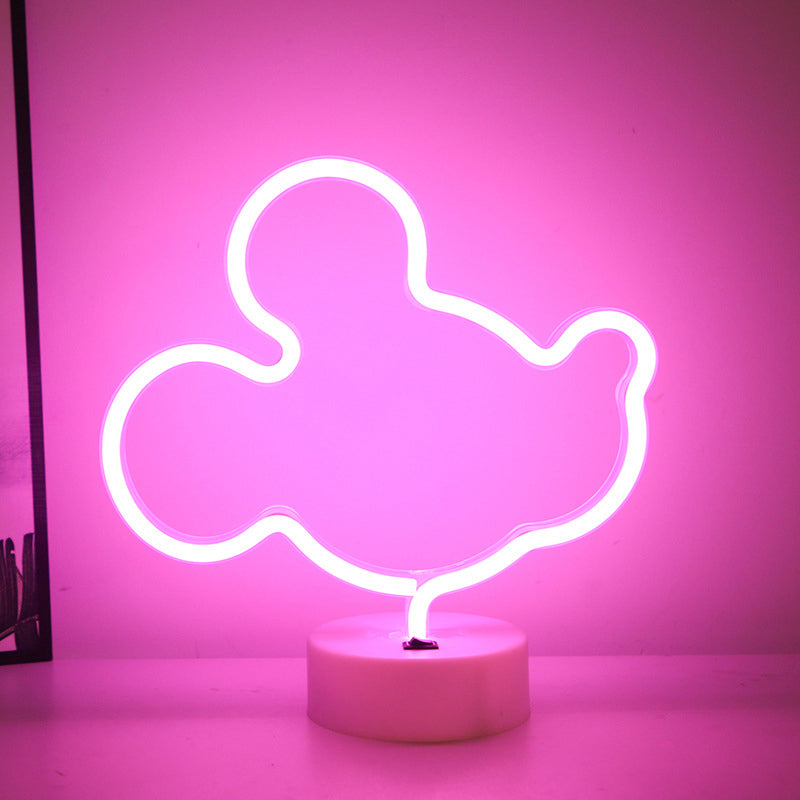 Frendorf | Animal Kids Schlafzimmer Nachttischlampe Kunststoff Batterie LED Kreative Nachttischbeleuchtung in Weiß