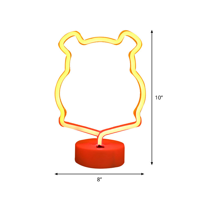 Frendorf | Animal Kids Schlafzimmer Nachttischlampe Kunststoff Batterie LED Kreative Nachttischbeleuchtung in Weiß