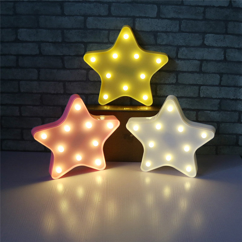 Frendorf | Sterren Nachttafel Licht Moderne Kunststof Batterij Aangedreven LED Wand Nachthell verlichting