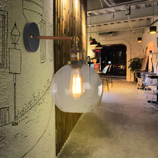 Frendorf | 1 Licht Geometrie Wandmontage Licht Industrieller Messing-Finish Klarglas Wandbeleuchtung Ideen für den Flur