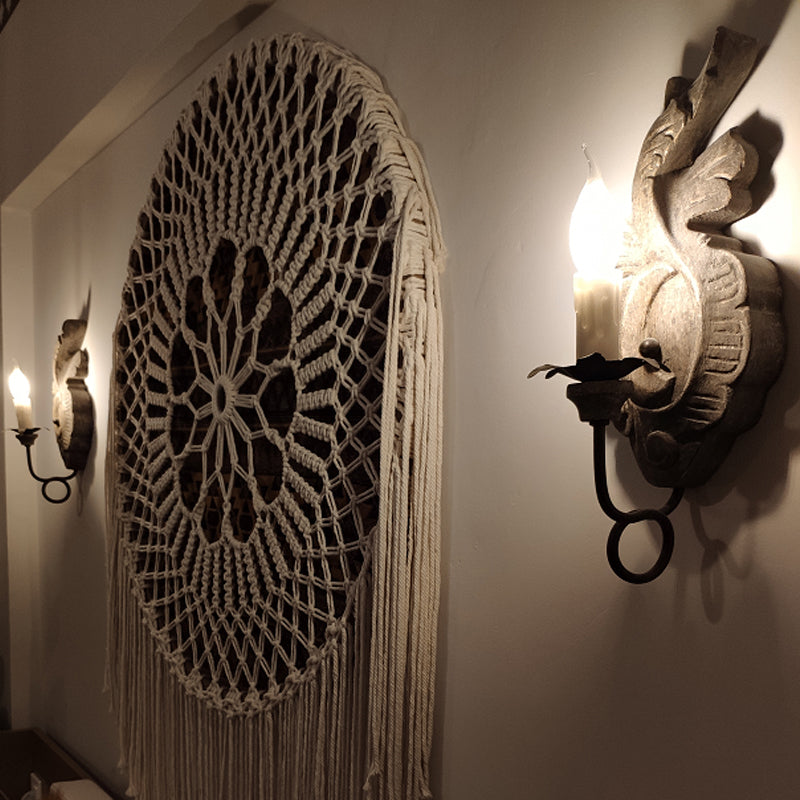 Frendorf | 1-Kop Wandverlichting Ideeën Retro Kandelaar Houten Wandlamp Verlichting in Grijs voor Hal