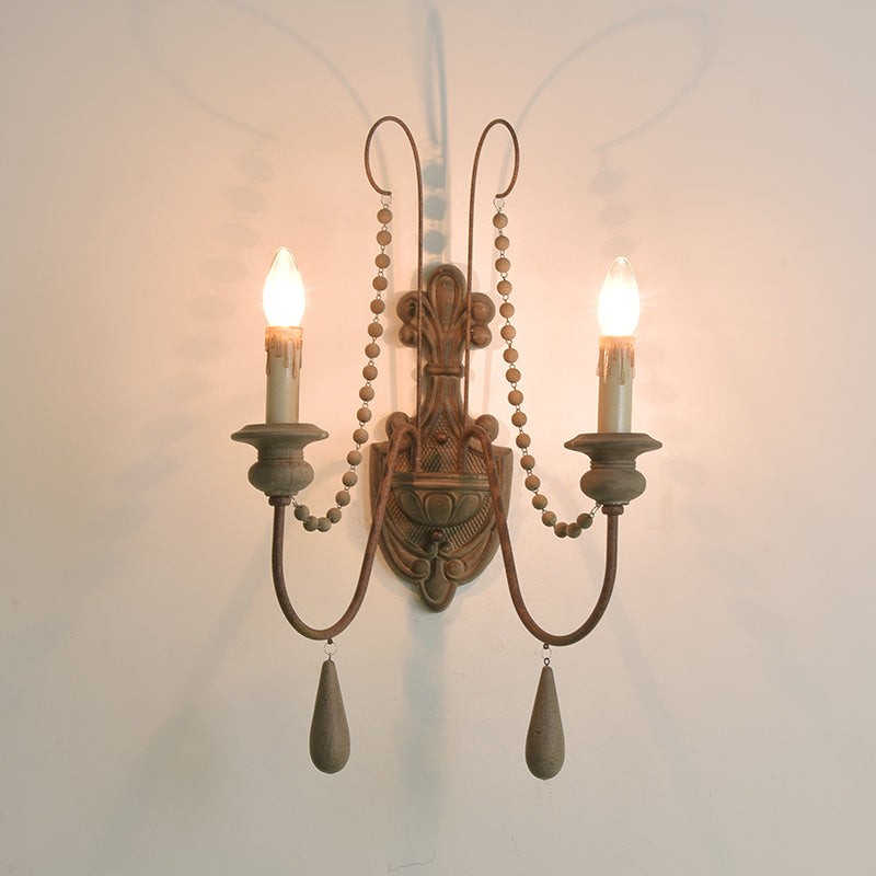Frendorf | Houten Roest Muur Lamp Muursteun Gebogen Arm Traditionele Muurverlichting Ideeën met Gegraveerde Achterplaat