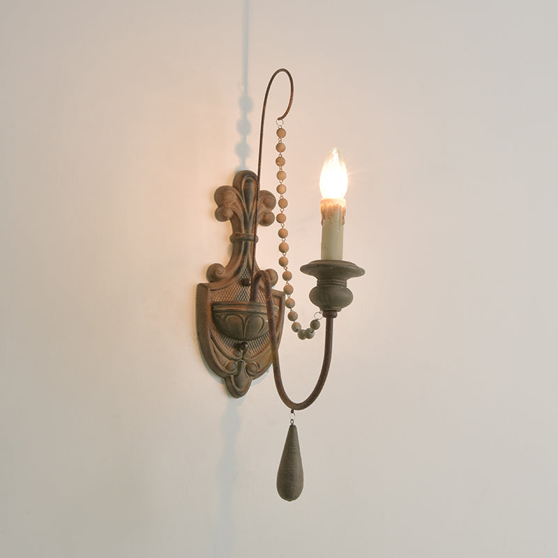 Frendorf | Houten Roest Muur Lamp Muursteun Gebogen Arm Traditionele Muurverlichting Ideeën met Gegraveerde Achterplaat
