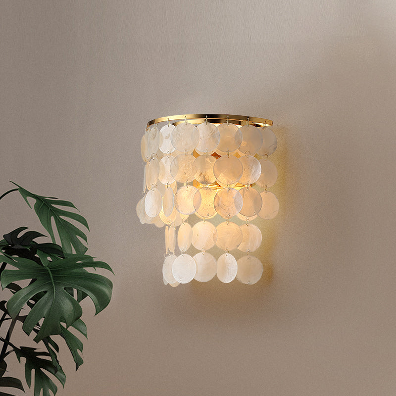Frendorf | 1-Licht Wandlamp Sconces Landelijke Gangwandlamp mit Geschichtetem Kreis Muschel Schirm