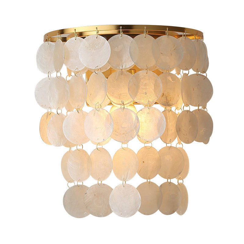 Frendorf | 1-Licht Wandlamp Sconces Landelijke Gangwandlamp mit Geschichtetem Kreis Muschel Schirm