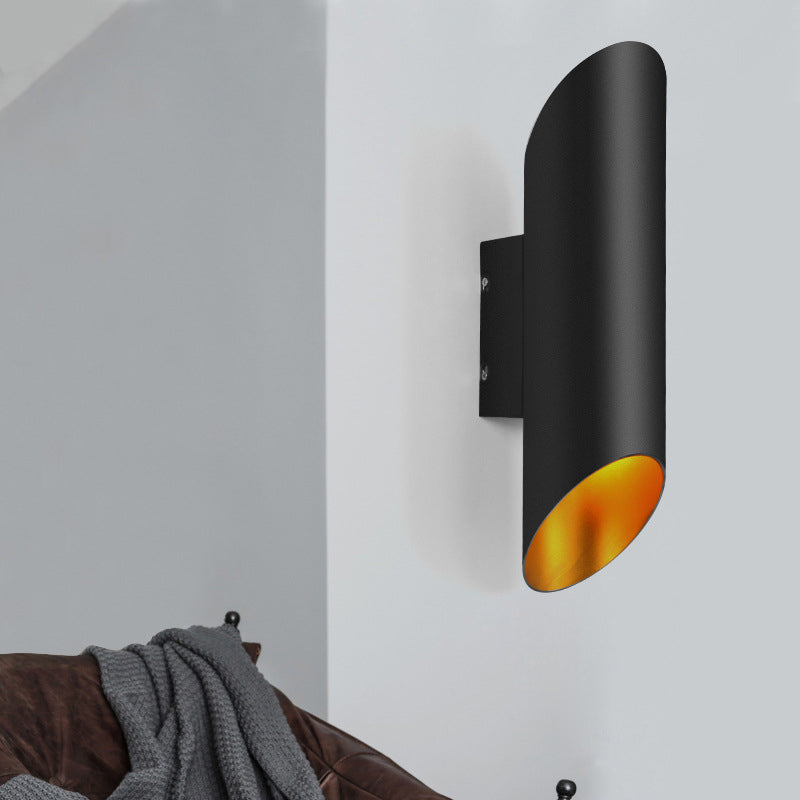 Frendorf | Minimal Oblique Tube Wandlampe Aluminium 2 Lichter Korridor Wandleuchte in Schwarz