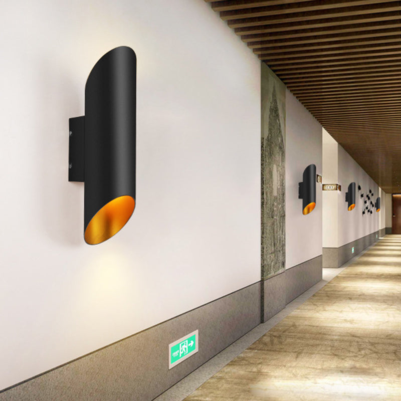 Frendorf | Minimal Oblique Tube Wandlampe Aluminium 2 Lichter Korridor Wandleuchte in Schwarz