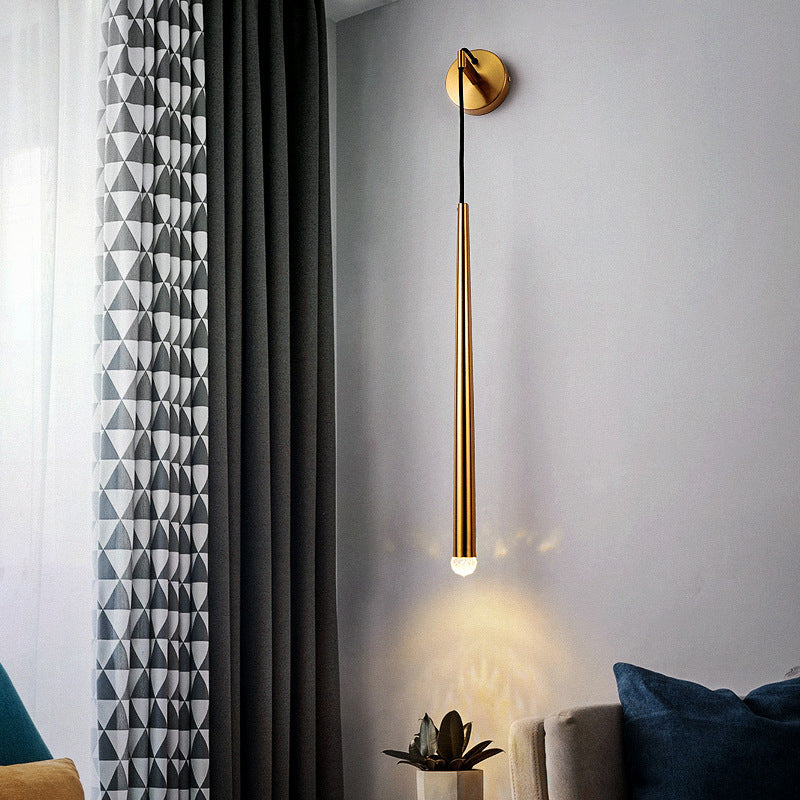 Frendorf | Woonkamer LED-wandverlichting Nordic Gouden Kristallen wandlamp Wandlamp met conische metalen diffuser