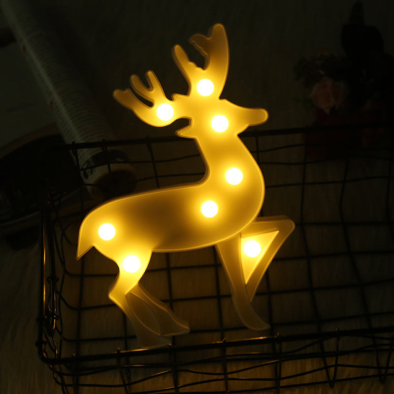 Frendorf | Kinderzimmer LED Nachttischbeleuchtung Einfache weiße Nachttischlampe mit Hirschkunststoffschirm