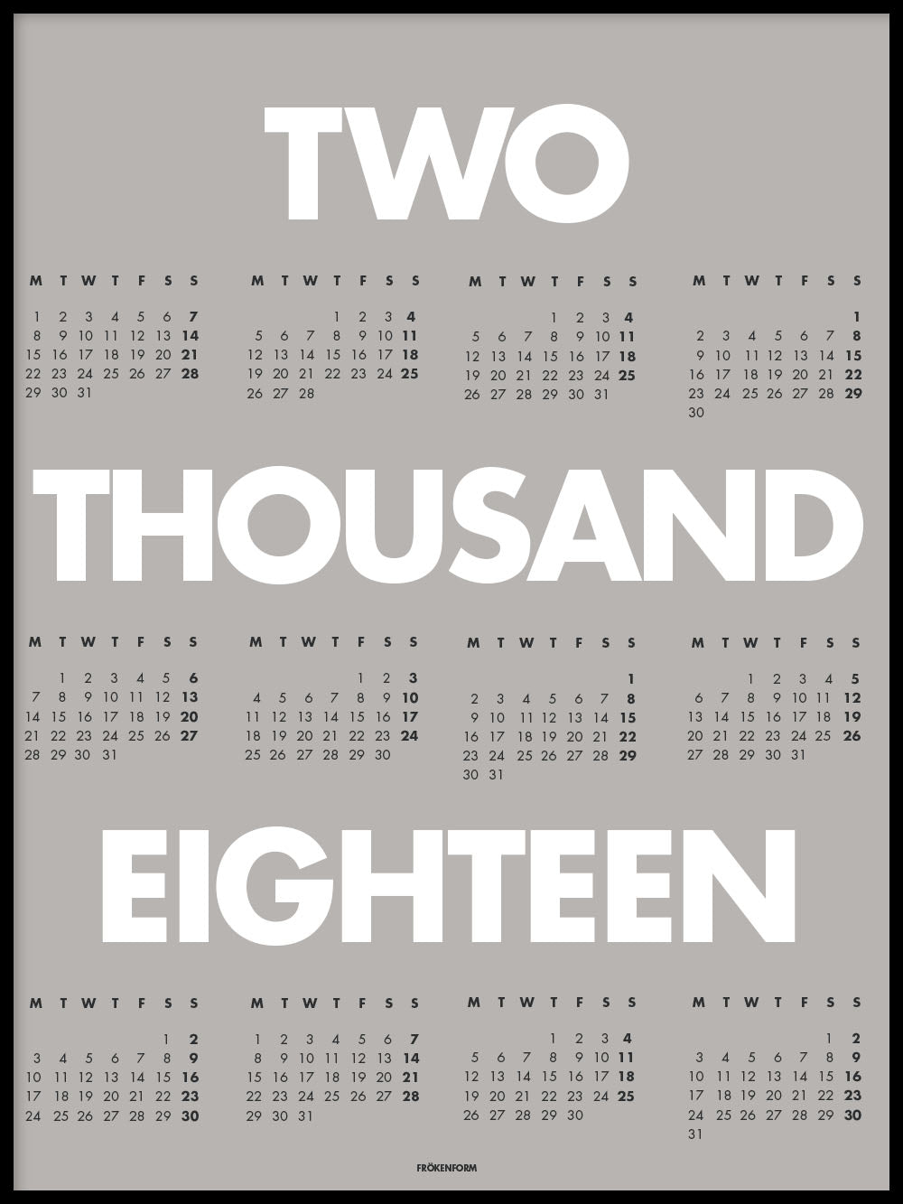 2018 Kalender grau