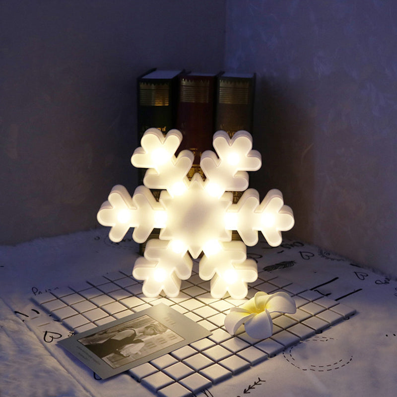 Frendorf | Weiße Weihnachts-Element Nachtbeleuchtung Moderner Stil Batterie LED Kunststoff Nachttischlampe