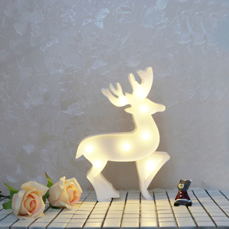 Frendorf | Weiße Weihnachts-Element Nachtbeleuchtung Moderner Stil Batterie LED Kunststoff Nachttischlampe