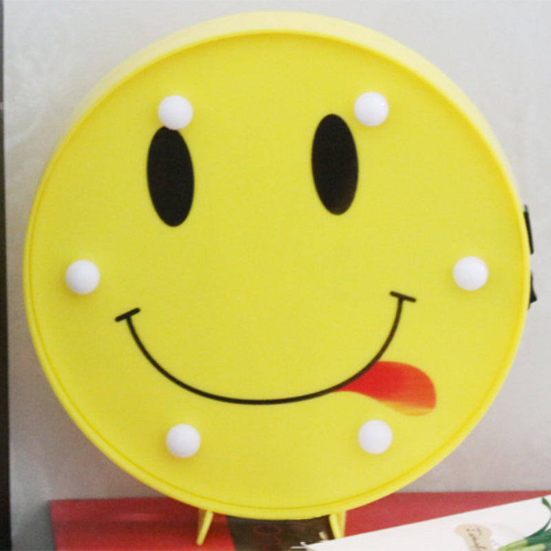 Frendorf | Lustige Emoji Ausdruck Wandlicht Moderner Kunststoff Batterie LED Gelbe Nachttischlampe