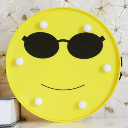 Frendorf | Lustige Emoji Ausdruck Wandlicht Moderner Kunststoff Batterie LED Gelbe Nachttischlampe