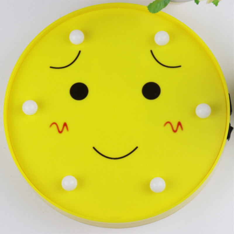 Frendorf | Lustige Emoji Ausdruck Wandlicht Moderner Kunststoff Batterie LED Gelbe Nachttischlampe