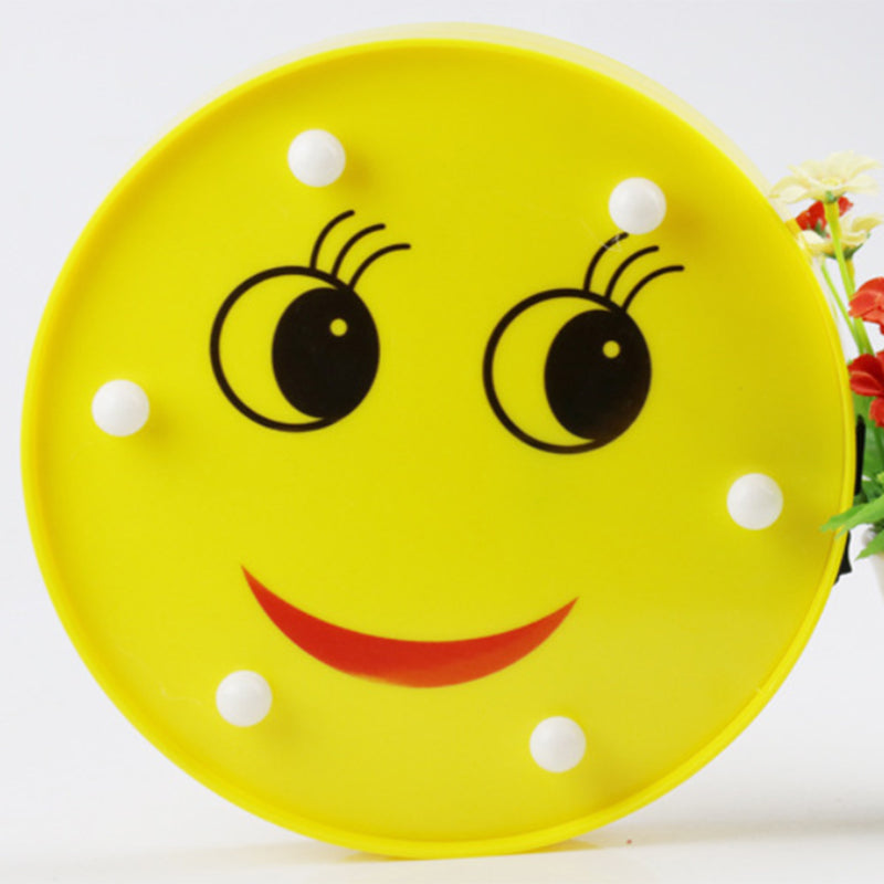 Frendorf | Lustige Emoji Ausdruck Wandlicht Moderner Kunststoff Batterie LED Gelbe Nachttischlampe