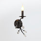 Metall Bogenarm Wandbeleuchtung Landhausstil 1 Kopf Wohnzimmer Wandlampe mit Kerze und Kristallverzierung