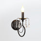 Metall Bogenarm Wandbeleuchtung Landhausstil 1 Kopf Wohnzimmer Wandlampe mit Kerze und Kristallverzierung