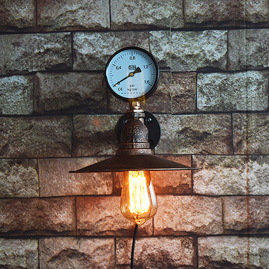 Frendorf | 1 Licht Brede Flare Wandlamp Fixture Industrieel Roest Metaal Wandgemonteerde Lamp met Watermeter Decoratie