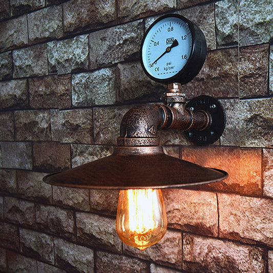 Frendorf | 1 Licht Brede Flare Wandlamp Fixture Industrieel Roest Metaal Wandgemonteerde Lamp met Watermeter Decoratie