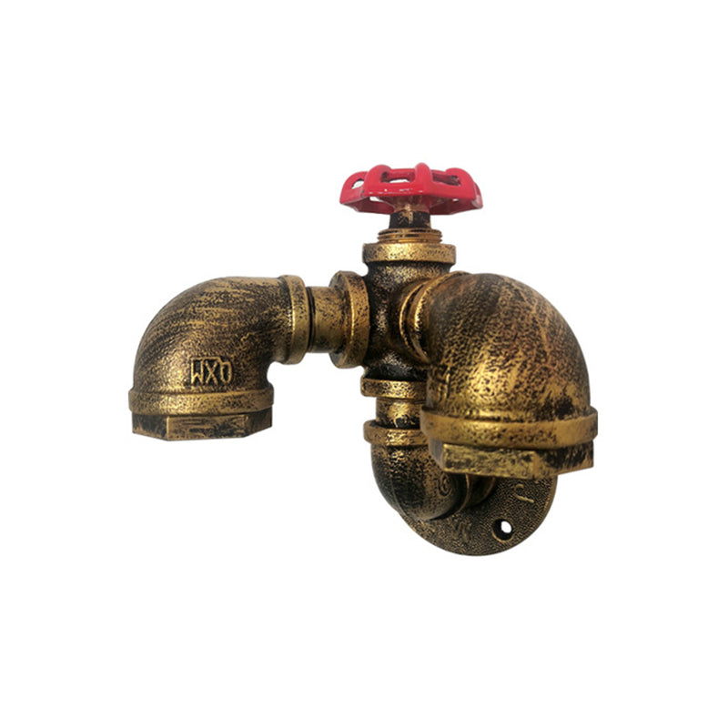 Frendorf | Gekromde Pijp Metalen Wandverlichting Fabriek 2 Koppen Eetkamer Wandlamp Sconces in Roest met Ventiel Decoratie