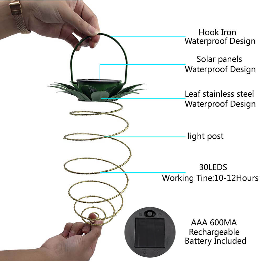 Frendorf | SolarShine Ananas-Laterne | LED Solar Gartenlampe | Kupferdraht | Outdoor Wasserdicht | Hängende Deko-Leuchten