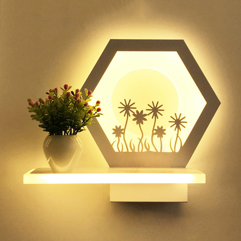 Frendorf | Restaurant Café Wandleuchte mit Regal Acryl Moderne Kreative Wandleuchte Licht in Weiß