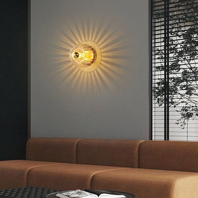 Frendorf | Solara Luxury Glas-Design Deckenleuchte | Kupfer-Sonnengestaltung | Wand- & Deckenmontage | Premium Wohnambiente