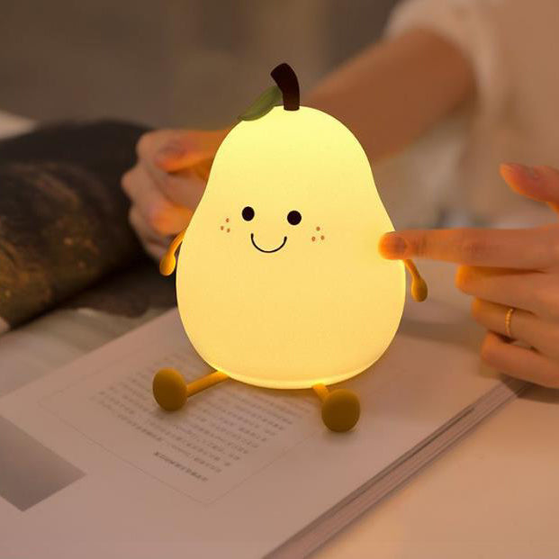 Frendorf | Pearlum Kreative LED Nachtlampe | Silikon Birnenform | USB-Tischleuchte | Sieben Farben Stimmungslicht