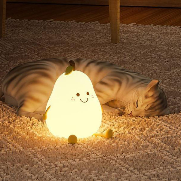 Frendorf | Pearlum Kreative LED Nachtlampe | Silikon Birnenform | USB-Tischleuchte | Sieben Farben Stimmungslicht
