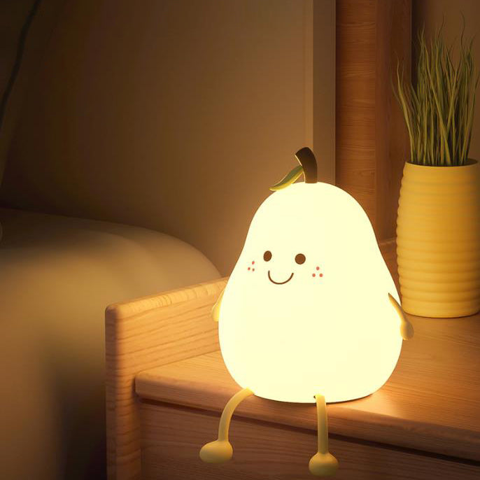 Frendorf | Pearlum Kreative LED Nachtlampe | Silikon Birnenform | USB-Tischleuchte | Sieben Farben Stimmungslicht