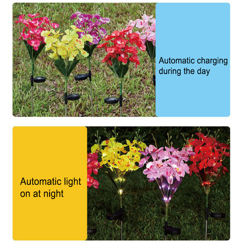 Moderne Kreative Simulation Phalaenopsis Solar LED Außen Patio Rasen Boden Einstich Landschaftslicht