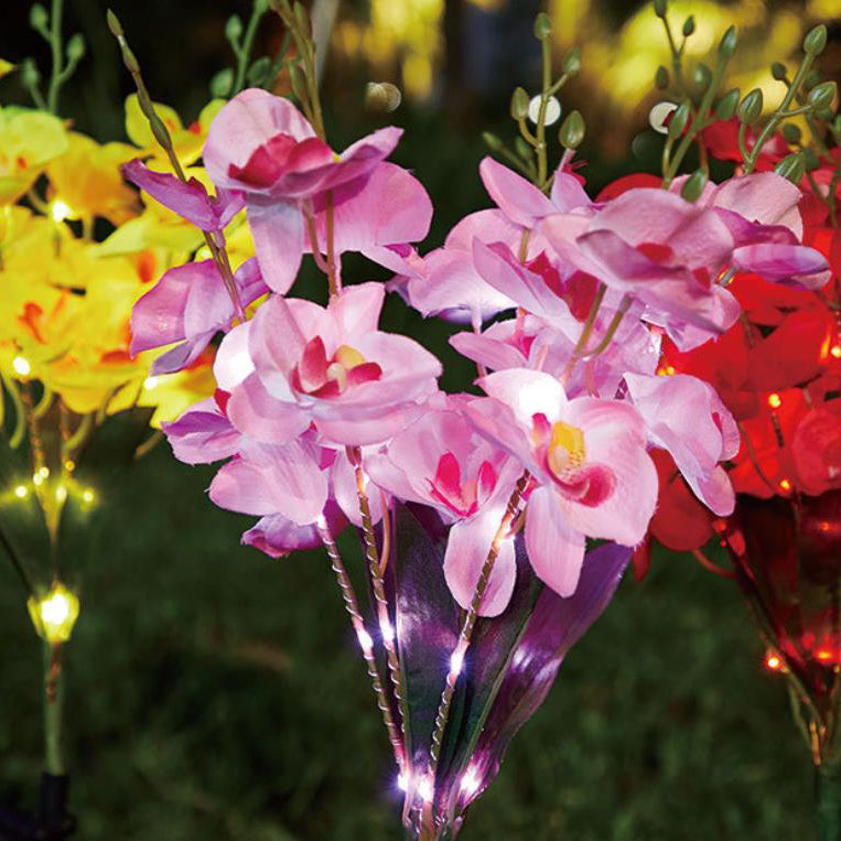 Moderne Kreative Simulation Phalaenopsis Solar LED Außen Patio Rasen Boden Einstich Landschaftslicht
