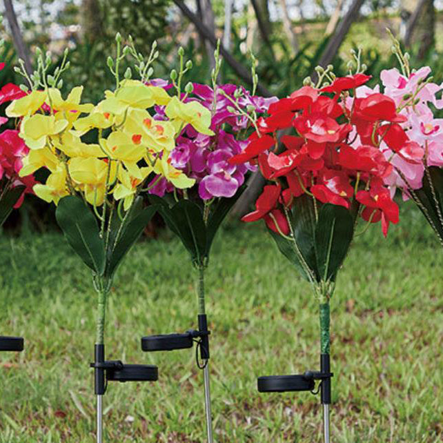 Moderne Kreative Simulation Phalaenopsis Solar LED Außen Patio Rasen Boden Einstich Landschaftslicht