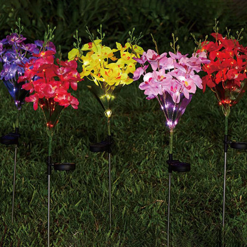 Moderne Kreative Simulation Phalaenopsis Solar LED Außen Patio Rasen Boden Einstich Landschaftslicht