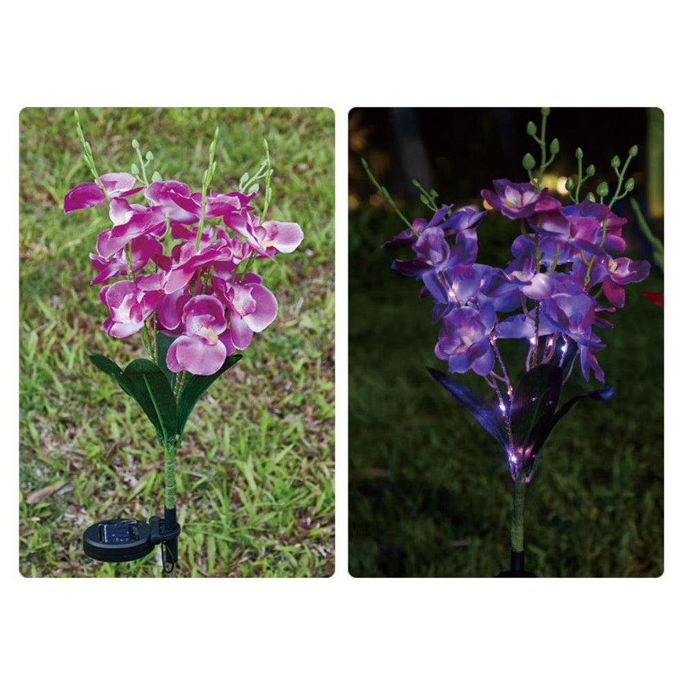 Moderne Kreative Simulation Phalaenopsis Solar LED Außen Patio Rasen Boden Einstich Landschaftslicht