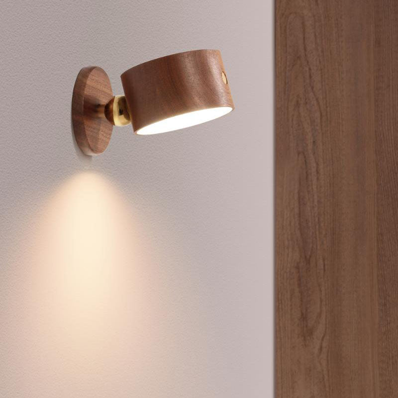 Einfache Holz USB wiederaufladbare Touch-Magnet LED Nachtlicht Wand Sconce Lampe