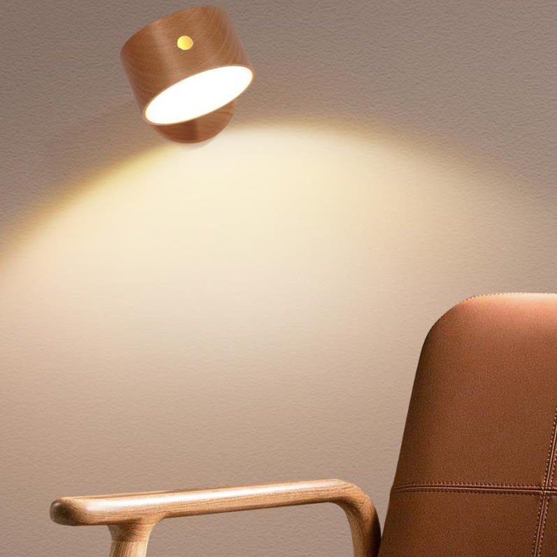 Einfache Holz USB wiederaufladbare Touch-Magnet LED Nachtlicht Wand Sconce Lampe