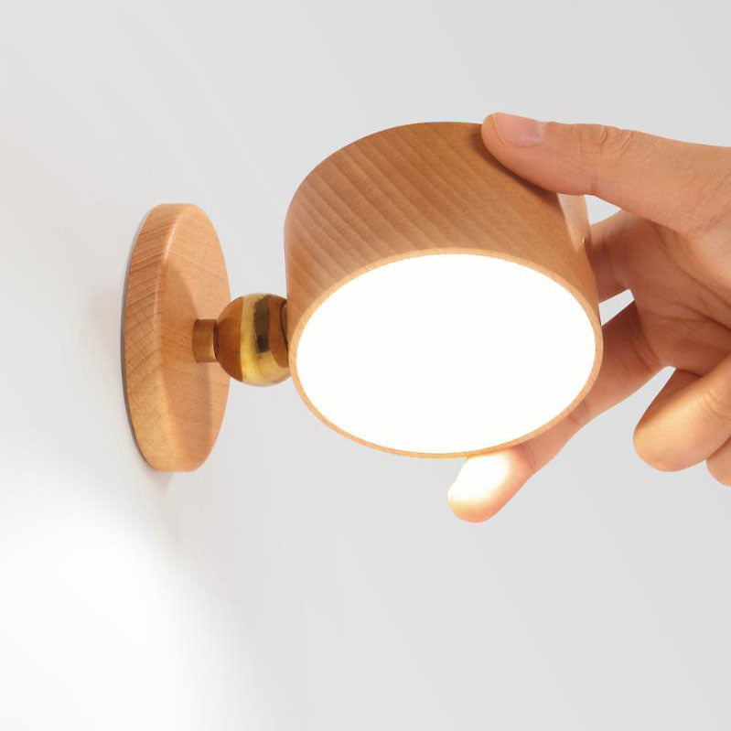 Einfache Holz USB wiederaufladbare Touch-Magnet LED Nachtlicht Wand Sconce Lampe