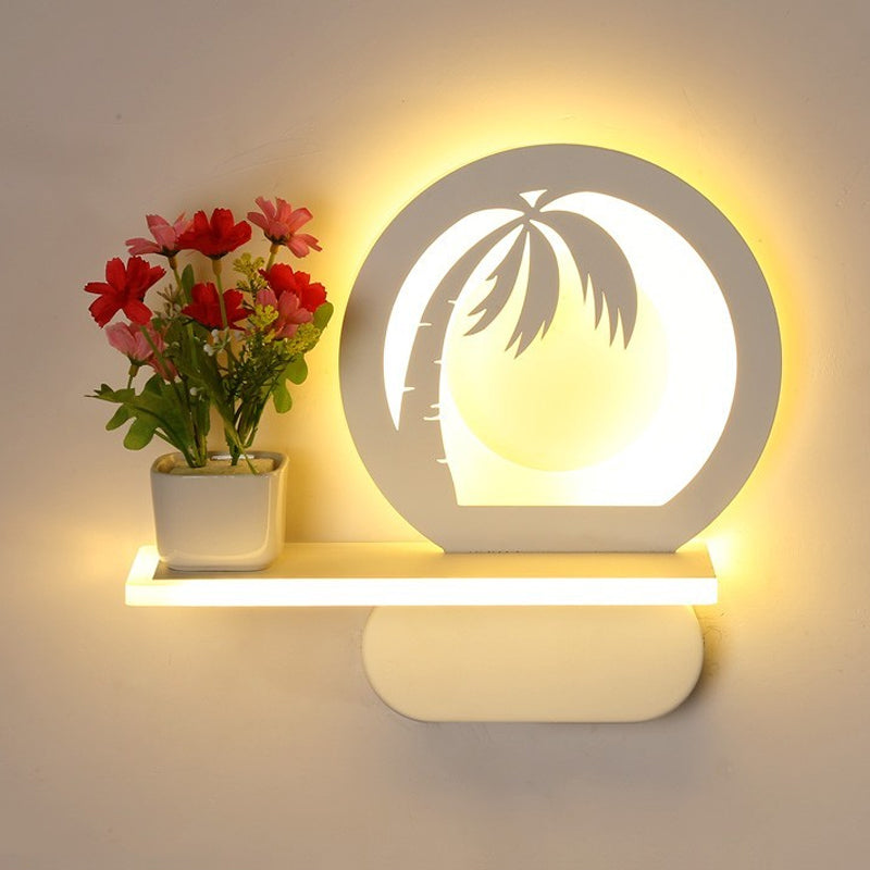 Frendorf | Studiekamer Big O Wandlamp met Plank Acryl Romantisch Witte Afwerking Sconcelicht