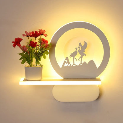 Frendorf | Studiekamer Big O Wandlamp met Plank Acryl Romantisch Witte Afwerking Sconcelicht