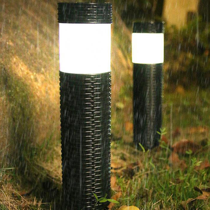 Outdoor Solar Rattan Zylindrisches LED Garten Rasen Boden Einbau Landschaftslicht