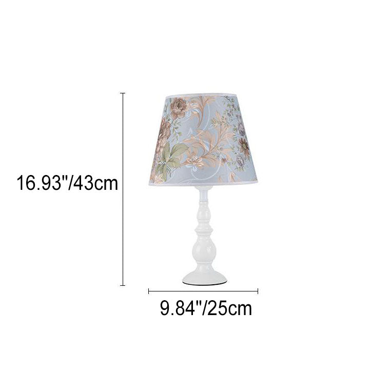 Frendorf | LiliaBloom Exklusive Tischlampe mit Stoffschirm | Blumenmotiv | Vase-Design | LED-Dimmfunktion | Elegante Beleuchtung für Zuhause