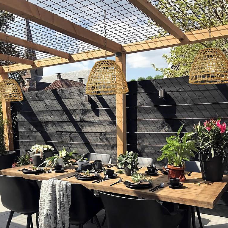 Frendorf | RustiCage Solar Hängelampe | Eisen- und Rattandesign | Wetterfest | LED Beleuchtung | Für Terrasse & Garten