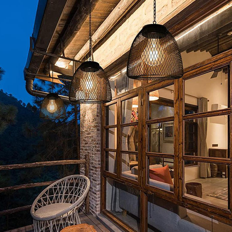 Frendorf | RustiCage Solar Hängelampe | Eisen- und Rattandesign | Wetterfest | LED Beleuchtung | Für Terrasse & Garten