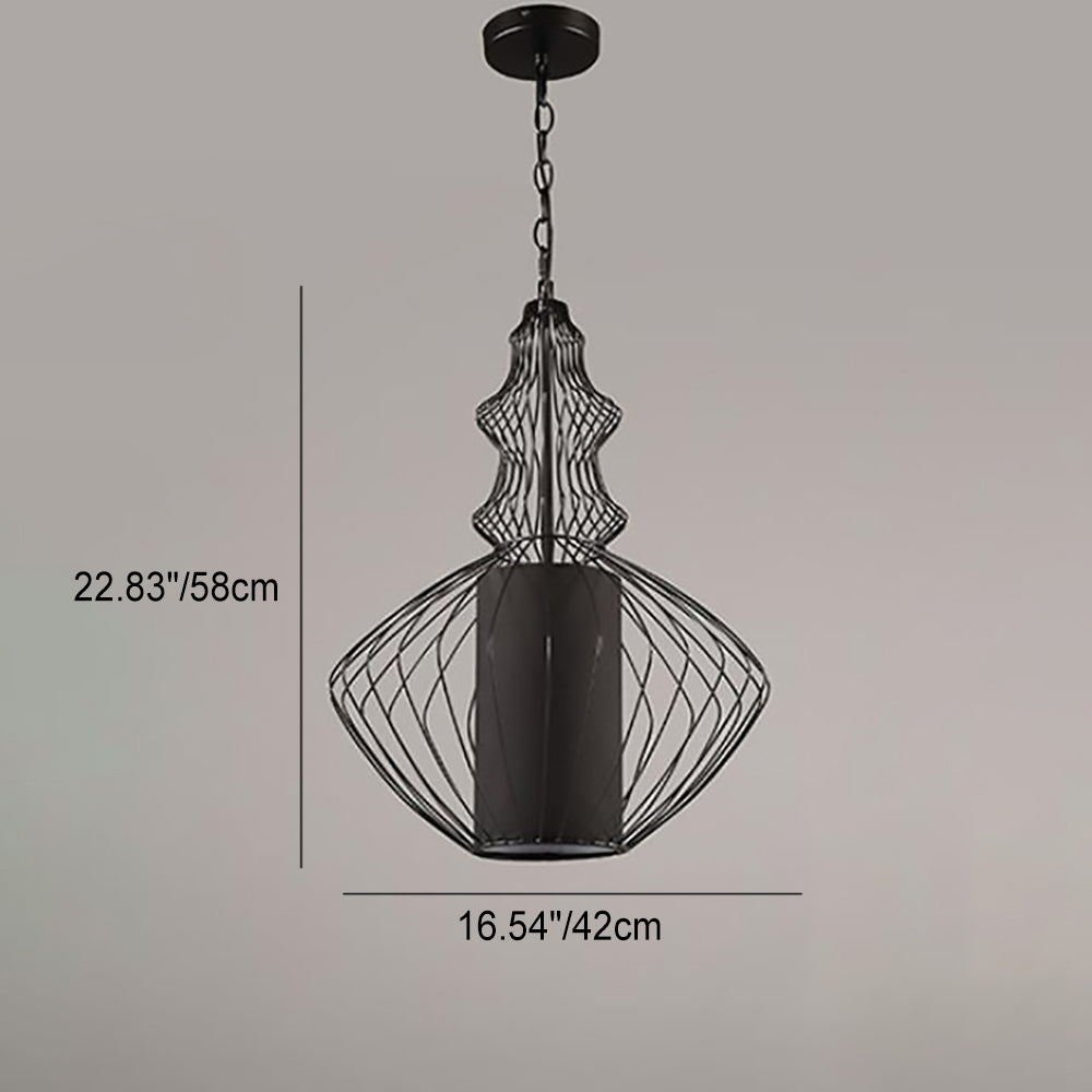 industrielle Käfig Eisen Stoff 1-Licht Pendelleuchte für das Wohnzimmer