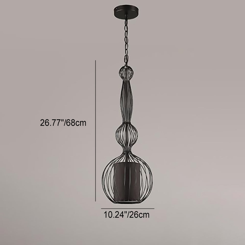 industrielle Käfig Eisen Stoff 1-Licht Pendelleuchte für das Wohnzimmer