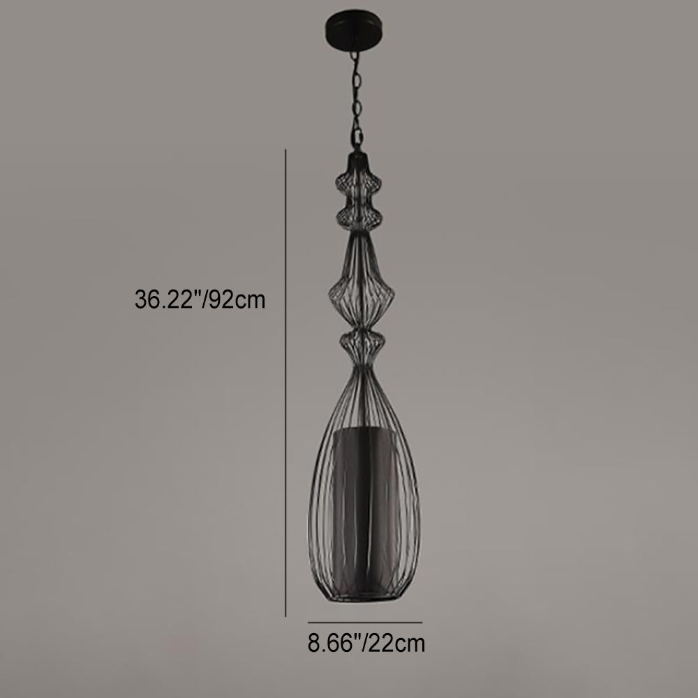industrielle Käfig Eisen Stoff 1-Licht Pendelleuchte für das Wohnzimmer