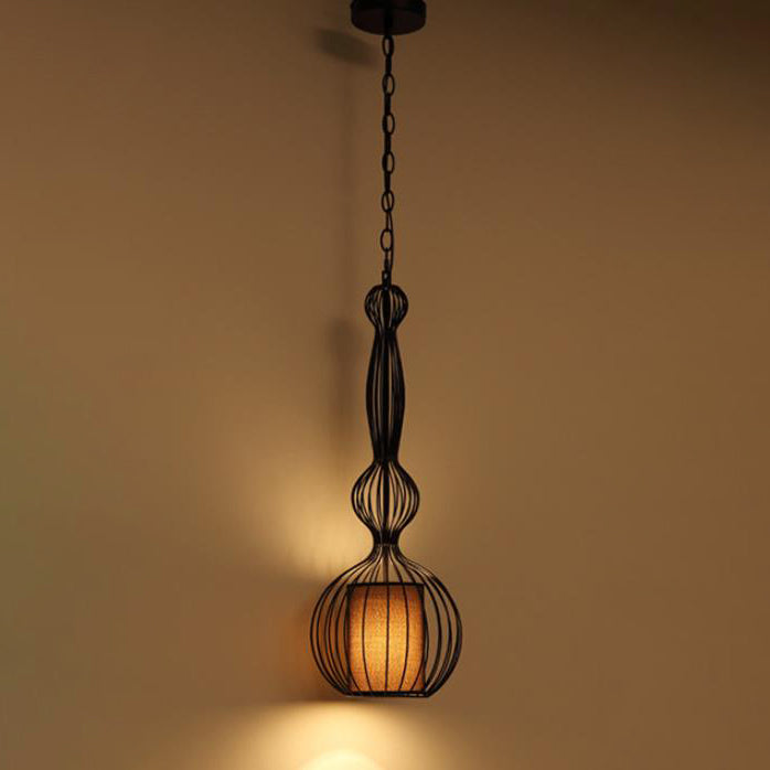 industrielle Käfig Eisen Stoff 1-Licht Pendelleuchte für das Wohnzimmer