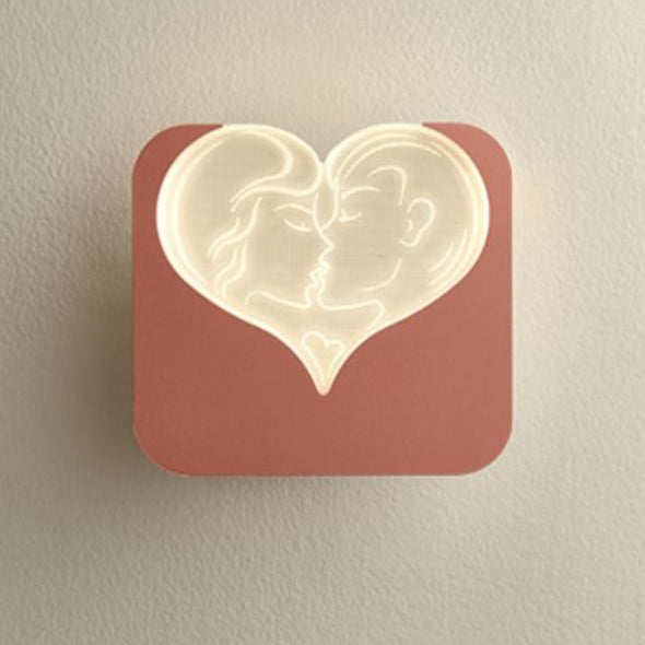 Modern Simplicity Iron Acrylic Rectangular Four-Leaf Clover Square Love Heart LED Wall Sconce Lamp For Bedside